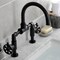 Kingston Brass Indstrl Style Wheel Handle Bridge Bathroom Faucet W/Pop-Up Drain, Blk KS2170RX - alternate 2
